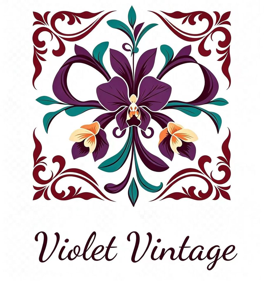 Violet Vintage orchid emblem — blossom